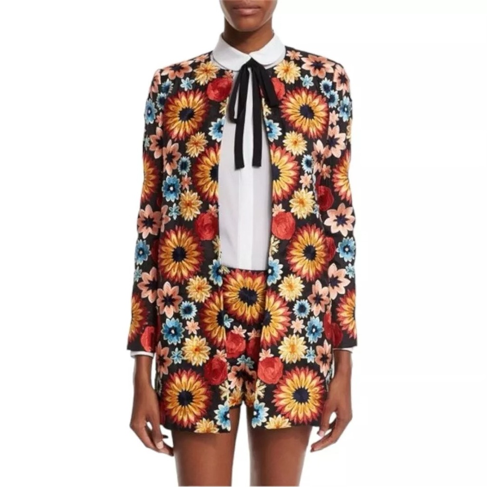 Alice + Olivia Rory Jacket Floral Embroidery